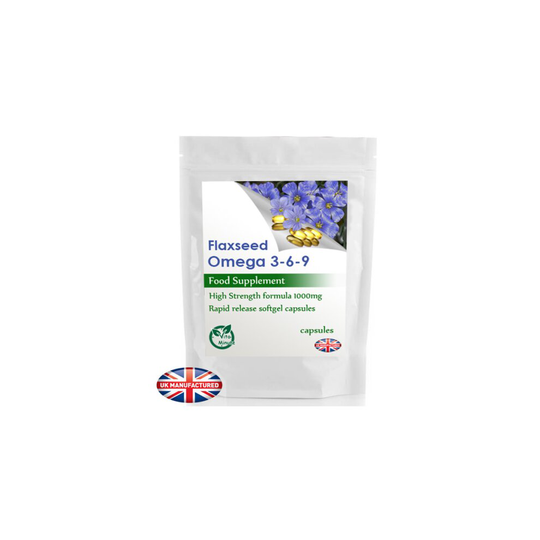 Natural Cold Pressed Flaxseed Oil 1000mg (180 Capsules) Omega 3-6-9