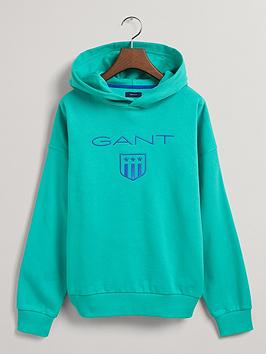 Gant Boys Contrast Shield Relaxed Hoodie - Pool Green