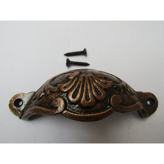 Floral Cabinet Cup Pull Handle antique copper