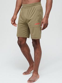 HUGO Bodywear Labelled Lounge Shorts - Khaki, Green, Size S, Men