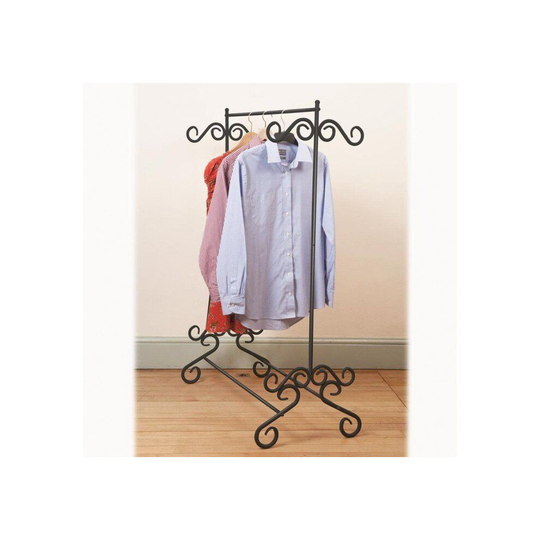 Shabby Chic Black Metal Garment Rail Vintage Style Clothes Rail G-0376
