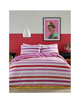 Fusion Carlston Stripe Duvet Cover Set In Pink