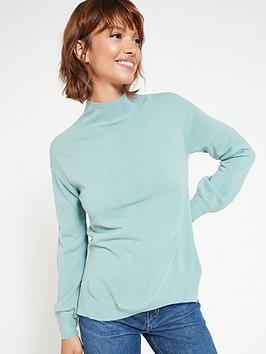 Everyday Knitted Super Soft Volume Sleeve High Neck Jumper - Sage
