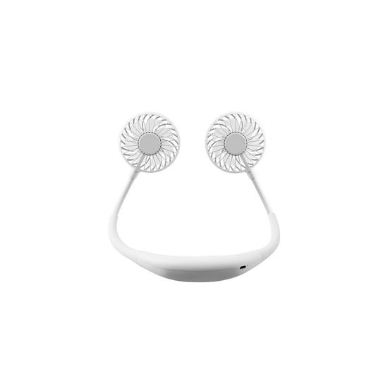 Led Lamp Aromatherapy Sports Neck Fan Usb Charging Portable Fan - White
