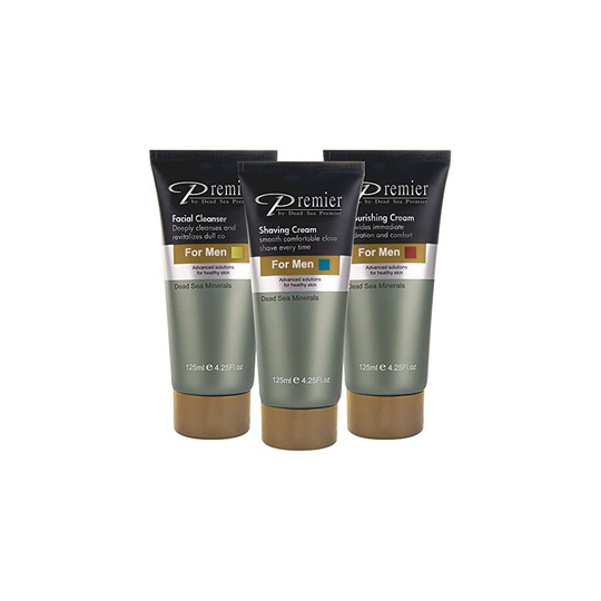 Premier Dead Sea Nourishing Cream for Men, Shaving Cream for Men, Essential Facial Cleanser for Men care kit. Gentle, Anti-Wrinkle, firming, Sens