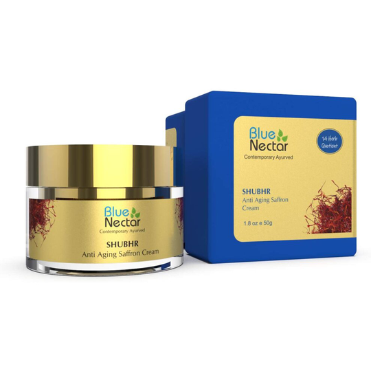 Blue Nectar Anti Ageing Day and Night Brightening Face Cream for Wrinkles with Pure Saffron Sandalwood (No Parabens or Mineral Oil) (50GM)