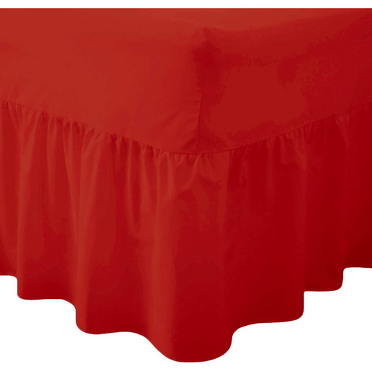 (Double, Red) Luxury Percale Fitted Valance Sheet Non Iron Sheet