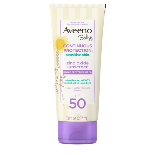 Aveeno Baby Continuous Protection Sensitive Skin Zinc Oxide Sunscreen SPF 50 7 fl oz