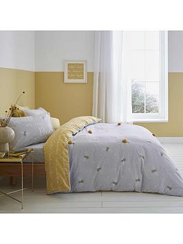 Catherine Lansfield Sweet As Can Bee Duvet Cover Set - Grey/Ochre