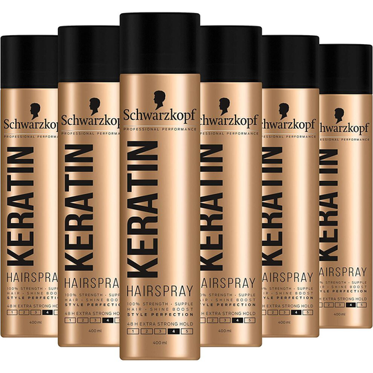 Schwarzkopf Professional Styling Keratin Hairspray, 48HR Extra Strong Hold, Multipack 6 x 400 ml