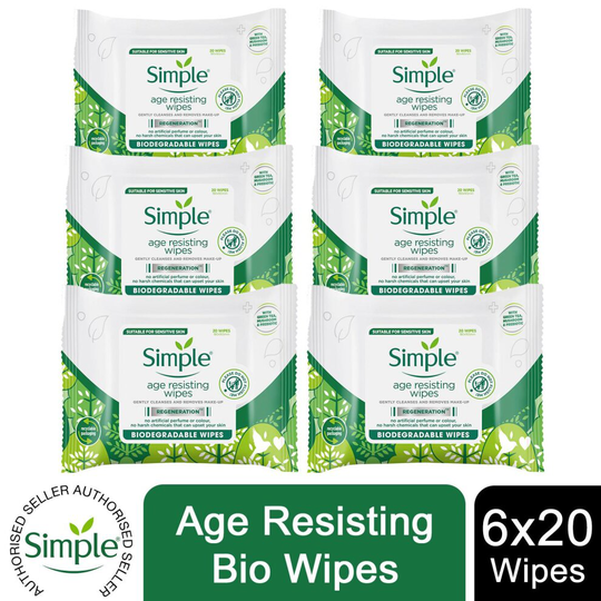 (Buy 6) Simple Regeneration Age Resisting Cleansing Wipes