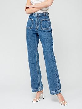 Fig & Basil High Rise Relaxed Jeans - Mid Wash