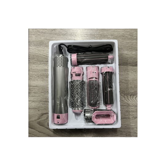 5 in 1 Pink Professional Air Wrap Hair Styler Curler Straightner Hot Air Brush