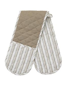 Gallery Organic Cotton Striped Double Oven Glove - Taupe