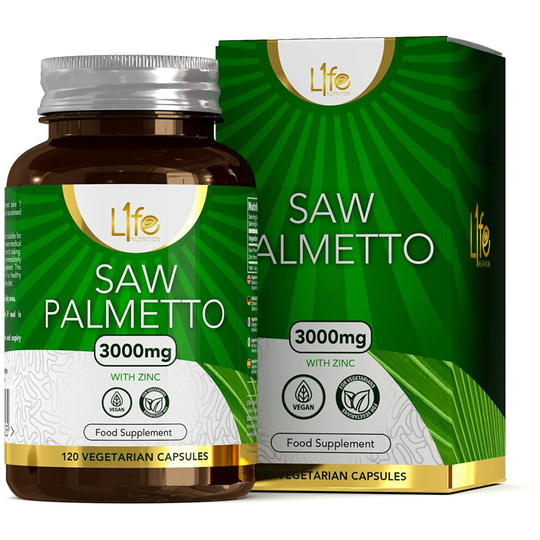 L1fe Nutrition Saw palmetto 3000 mg & Zinc 15 mg x 120 Vegan Capsules