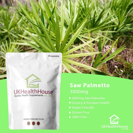 (Saw Palmetto 3000mg | 30 Tablets | Hair Loss UTI Urinary Tract Prostate VEGAN UK) Saw Palmetto 3000mg Tablets