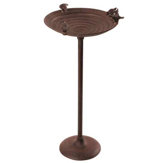 Esschert Design Birdbath On Pole Cast Iron Outdoor Parrot Stand Play Feeder