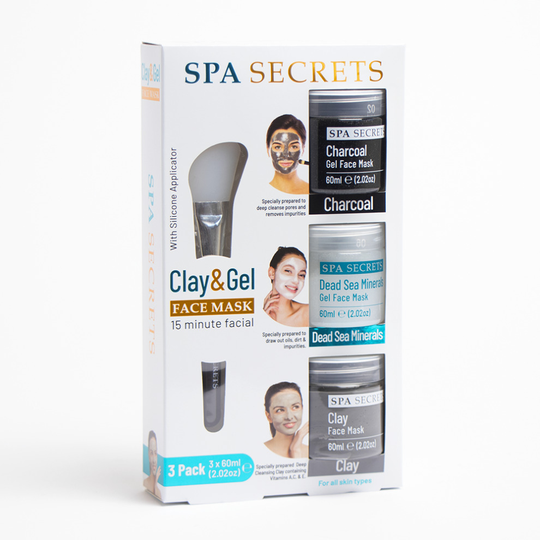 Spa Secrets Clay & Gel Face Mask 15 Min Facial 3 Pack Facial Skin Care