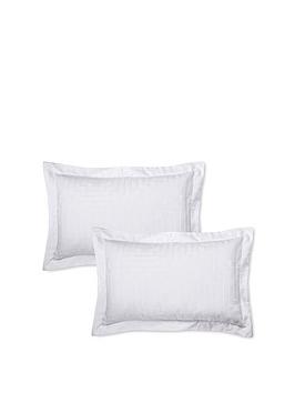 Bianca Cottonsoft Satin Geo Jacquard Oxford Pillowcase Pair White