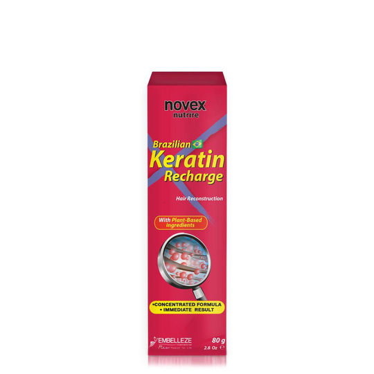 Novex Brazilian Keratin Recharge Tube Leave In 80g/ 2.8oz - Reconstructive Keratin, Frizz control & Damage Repair