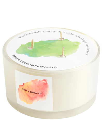 Self Care Co. FLORAL Rose Geranium + Bergamot 3 Wick Aromatherapy Candle 300g