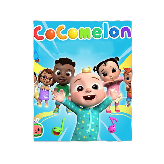 (JJ, 130x150cm-51.18x59.06in) Soft Warm Flannel Bedding Plush Sleeping Blankets Kids Baby Cocomelon Blanket