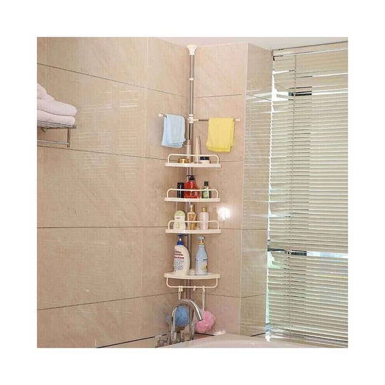 Bathroom Telescopic Corner Shelf Storage 4 Tier Shower Organizer White Anti Rust