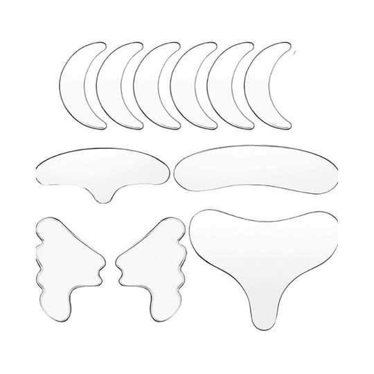 (11PCS) 11Pcs Silicone Wrinkle Removal Sticker Reusable Face Forehead Neck Eye Sticker Pad Anti Wrinkle Aging Skin Lifting Care Patch