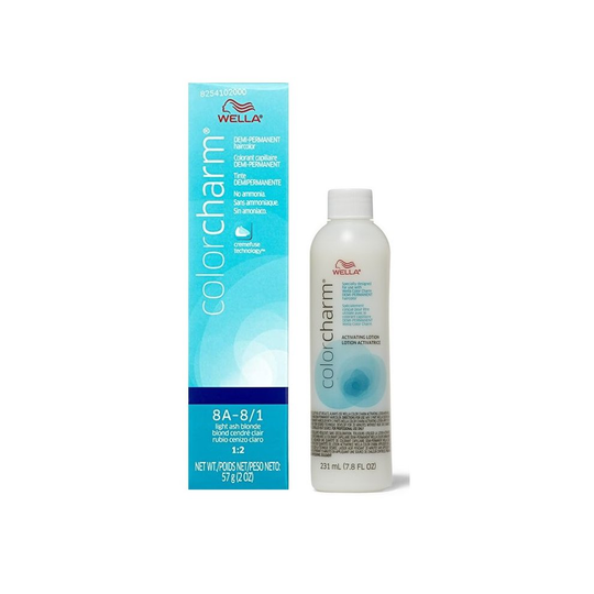 (8A + Activating Lotion (7.8oz)) Wella Color Charm 8A Light Ash Blonde Demi - Permanent Haircolor