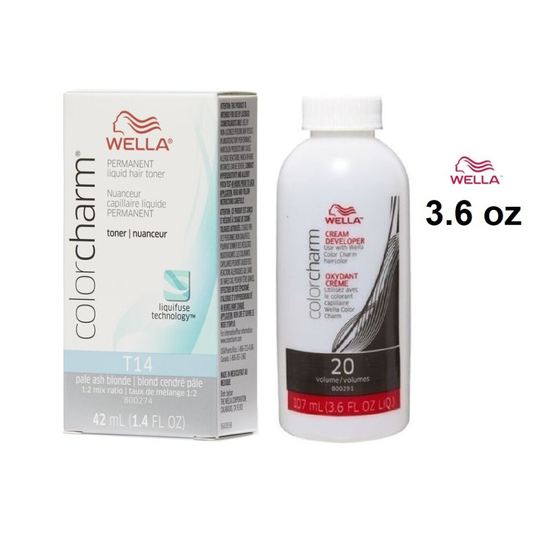 (T14 + Developer (Vol.20) 3.6) Wella Permanent Hair Colour T14 Pale Ash Blonde
