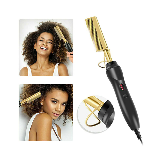 Hot ! Comb Electric Beard Afro Hair Straightener Brush Comb Flat Curler Curling