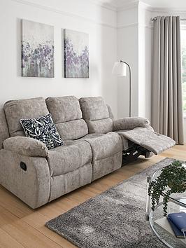 Alaska Fabric 3 Seater Recliner Sofa - Grey