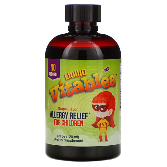 Vitables, Liquid Allergy Relief For Children, No Alcohol, Grape Flavor, 4 fl oz (120 ml)