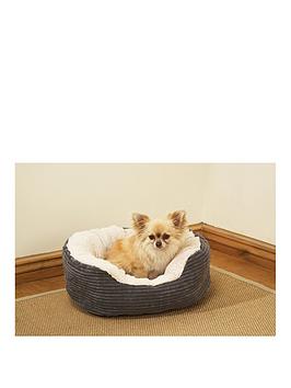 Rosewood Grey Jumbo Cord &Amp; Cream Plush Dog Bed - 25 Inch