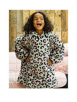 Rest Easy Sleep Better Hugzee Medium Wearable Fleece Hoodie &Ndash; Leopard