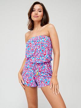 Everyday Beaded Tassel Trim Beach Playsuit, Multi, Size 12, Women
