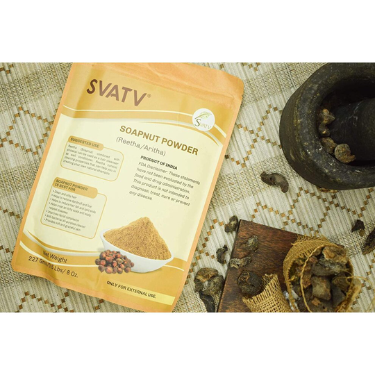 SVATV :: Reetha/Aritha Powder/Soap nut Powder(Sapindus Laurifolia) for Silky Hairs - (227g / (1/2 lb)| Excellent Hair Conditioner