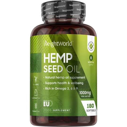 WeightWorld Hemp Seed Oil 1000mg - 180 High Strength Softgels
