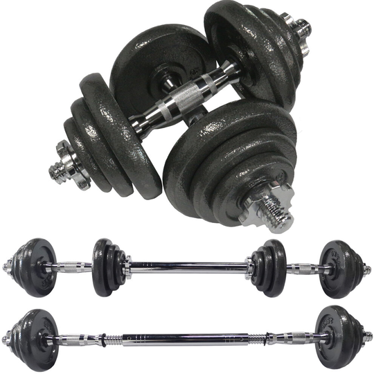 RIP X 20kg Dumbbell Weight Set with Joiner Barbell Cast Iron Adjustable Bar