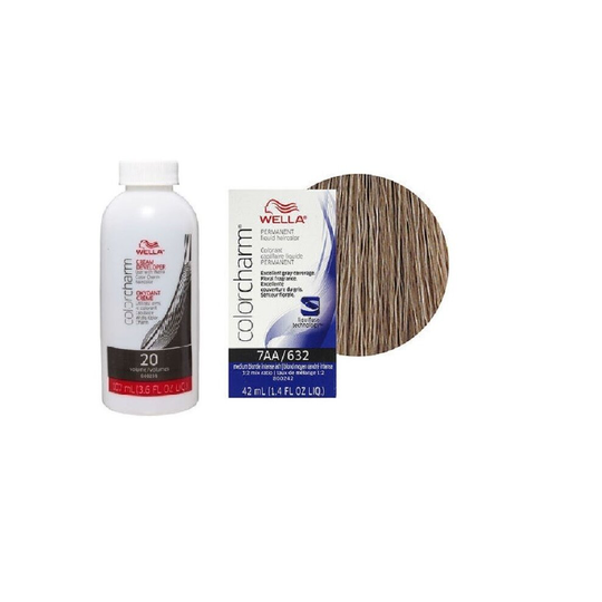 (7AA/+Developer (Vol. 20) 3.6oz) Wella 12C Ultra Light Blonde Color Charm Permanent Hair Colour