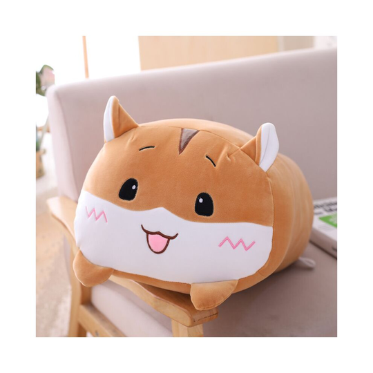 (Hamster Yellow, 60cm/23.6in) Cartoon Cute Cat Dinosaur Bear Deer Plush Toy Doll Sleeping Long Throw Pillow