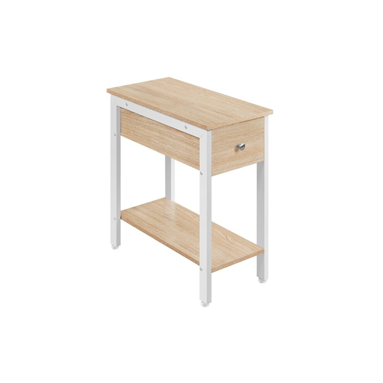 (Light Oak) Yaheetech 2-Tier Side Table Long Narrow Side Table
