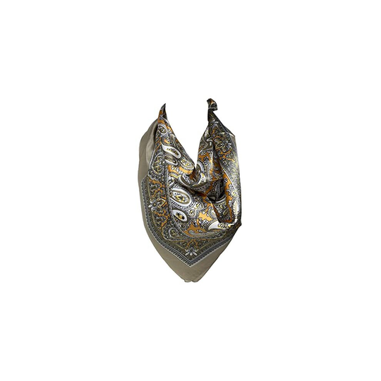 (Light Army Green) Scarf Shack Women's Silk Feel Square Hair Scarf Sleeping Headscarf, Multicolor Paisley Ethnic Print Bandana