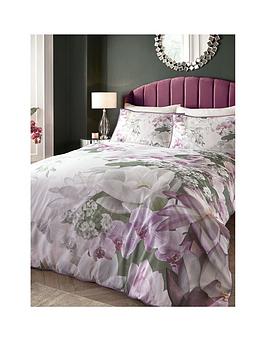 Soiree Lotus Floral 100% Cotton Sateen Duvet Cover Set
