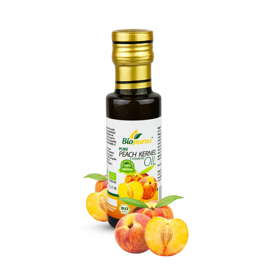 Certified Organic Cold Pressed Peach Kernel Cosmetic Oil 100ml Biopurus