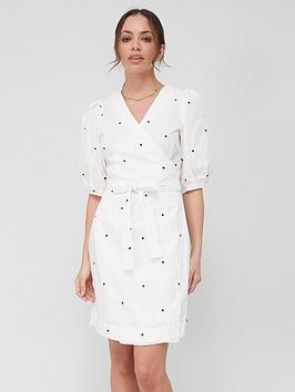 Coster Copenhagen Embroidered Detail Wrap Dress - White