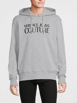 Versace Jeans Couture Rubber Logo Overhead Hoodie - Grey