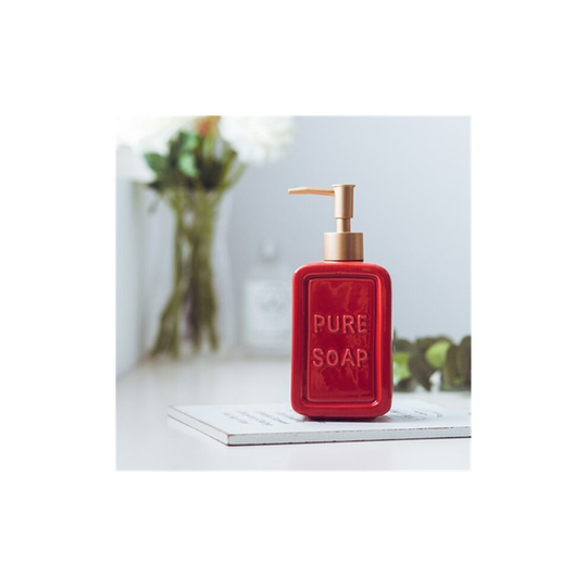 470ML Liquid Soap Dispenser Ceramic Shampoo Hand Sanitizer Pump Bottle Kitchen(red)