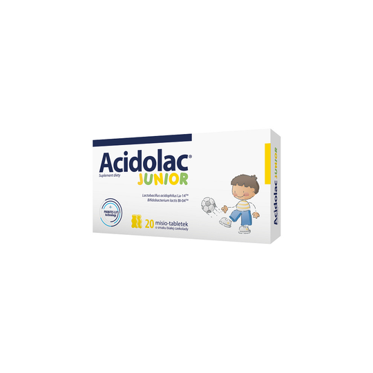 Acidolac Junior, smak biała czekolada, 20 misio-tabletek