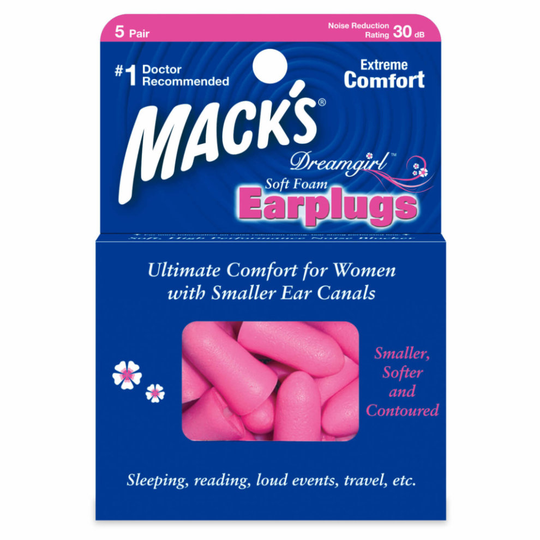 (5 Pairs / Pack) Mack's Dreamgirl Soft Foam Earplugs for sleeping and travel